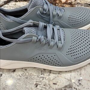 Crocs Men's Size 8 LiteRide Pacer Gray Lace Up Comfort Sneakers Shoes 204967